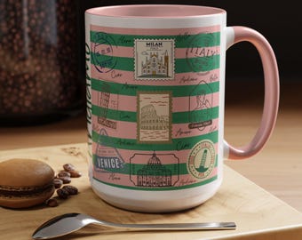 Italy Stamp Coffee Mug, Italian Travel Gift