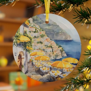 Amalfi Coast Positano Sorrento Italy Glass Ornament Italy Ornament Christmas Ornament Travel Ornament Gift For Italy Lover Italy Souvenir