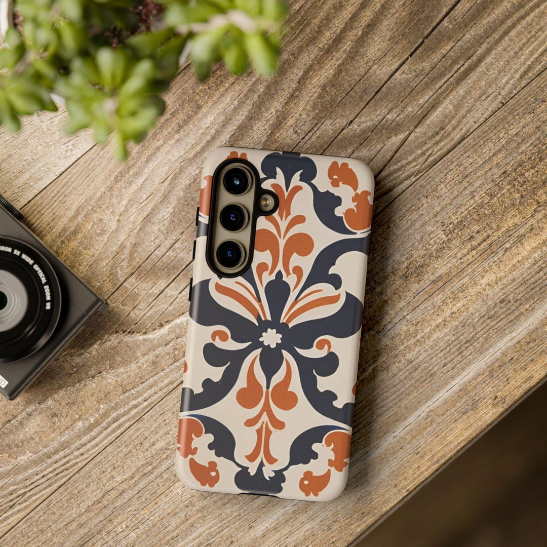 Tile Phone Case Mediterranean Tile Hardcover Phone Case - Etsy