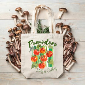 Pomodoro Italy Cotton Canvas Tote Bag: Italy Travel Gift