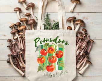 Borsa tote in tela di cotone Pomodoro Italy: regalo di viaggio in Italia