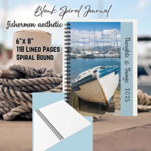 Carnet esthétique de pêcheurs, journal ligné, cadeau pour écrivain, prise de notes, papeterie, journal de pêcheurs, carnet de bateau, journal de marin