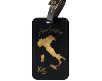 Gold Italy Map Luggage Tag | Personalized Initial Italy Suitcase Tag l Custom Italy Travel Gifts l Italy Lover l Italy Souvenir l Italy