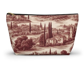 Red Toile Clutch Pouch | Makeup Bag |Gift for Mom | Christmas Gift for Her l Wedding Bag l Bridesmaid Gift l Zippered Clutch french country