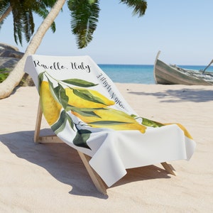 Ravello Italië Amalfikust Strandlaken Italië vakantie strandlaken Trendy Italiaanse zwembadhanddoek Vakantie huwelijksreis cadeau Italië reishanddoek citroen