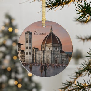 Florence Italy Acrylic Christmas Ornament: Watercolor Travel Souvenir