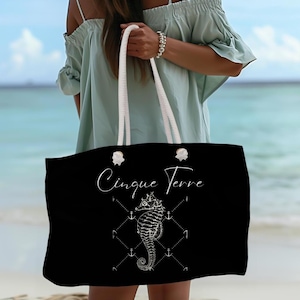 Cinque Terre seahorse anchor fishermen aesthetic Weekender l Italy Weekend Tote l bridesmaids totes l Oversized Travel Tote l Italy Duffel