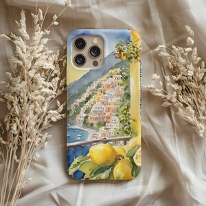 Amalfi Coast Positano Italy Aesthetic Hardcover Phone Case Trendy Italy Phone Case Italian Aesthetic Pretty phone case iPhone 15 Lemons Case