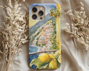 iPhone-hoesje Amalfikust citroen: Positano, Italië aquarelkunst