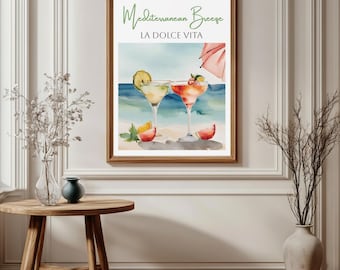 Italian Cocktails Poster: Mediterranean Beach Spritz Art Print
