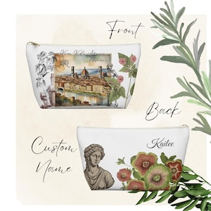 Florence Personalized makeup pouch | custom Italy toiletry bag l Italy travel bag l Italy Bridesmaids l accessory bag l Italy wedding gift