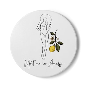 Amalfi Italy Ceramic Coaster Set, Italy Dolce Vita Gift, Mediterranean Drink Coasters, Italy Travel Gift, Amalfi Coast Souvenir Gifts, Lemon
