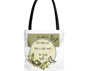 Butterfly Quote Tote Bag: Inspirational Polyester Gift