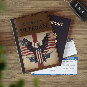 米国退役軍人パスポートカバー ミリタリーパスポートホルダー 退役軍人パスポートケース 退役軍人への贈り物 ミリタリーギフト 旅行書類ホルダー