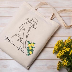 Italy Summer Canvas Beach Tote: Amalfi Coast Design