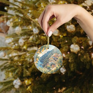 Amalfi Coast Italy Glass Ornament: Watercolor Travel Souvenir image 4