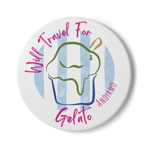 Will Travel For Gelato Coasters, Italian Dolce Vita Home Decor, Mediterranean Drink Coasters, Travel Lover Gift, Kitchen Table Accessories