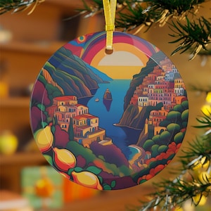 Amalfi Coast Positano Sorrento Italy Glass Ornament Italy Ornament Christmas Ornament Travel Ornament Gift For Italy Lover Italy Souvenir