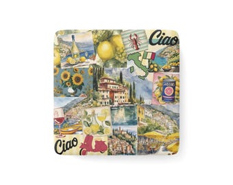 Italy Collage Porcelain Magnet: Travel Souvenir Gift