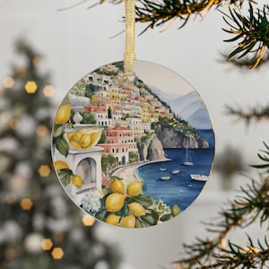 Amalfi Coast Christmas Ornament Positano Italy Ornament Christmas Tree Ornament Italy Ornament Travel Christmas Gift Sorrento Gift Lemons