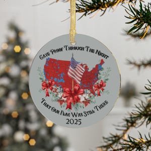 Trump 2025 Christmas Ornament, Conservative Patriotic Ornament, MAGA Xmas Gift, Political Ornament, President Supporter, USA Flag Ornament