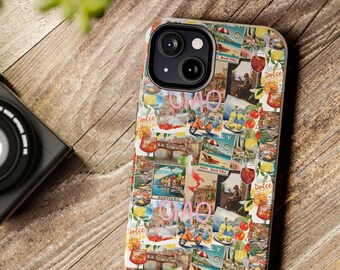 Italian Summer Collage Phone Case: Retro Travel Design