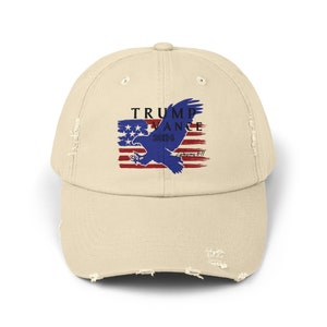 Trump Vance 2024 Baseball Hat: Distressed Cotton Twill, American Eagle