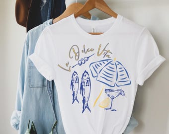 La Dolce Vita Italy T-shirt: Sardines & Limoncello Summer Travel Shirt