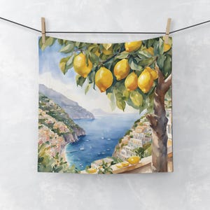Amalfikust, Positano, Sorrento, gezichtshanddoek, Italië cadeau, Italië Home decor, citroen print handdoek, keukenhanddoek, badkamer decor, Italiaans cadeau