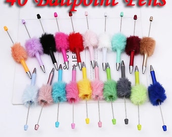 40pc Fluffy Beadable pens random mix -Diy pens