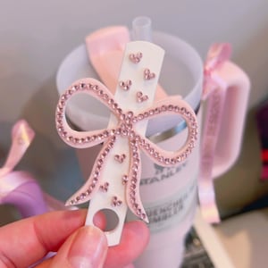 Stanley Straw Plate/Lid Topper | Sparkly Big Bow