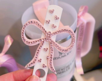 Stanley Straw Plate/Lid Topper | Sparkly Big Bow