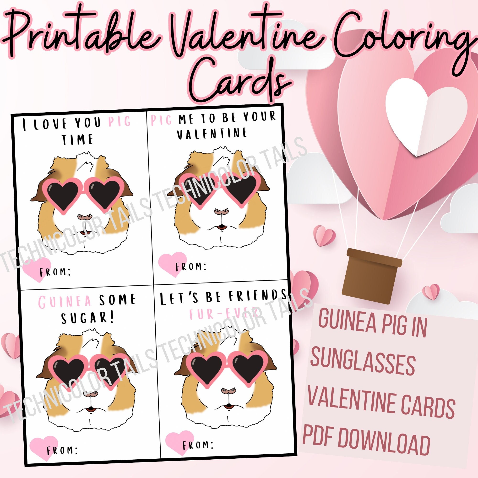 Cute Pet Printable Valentines Guinea Pig Valentines Classmate ...