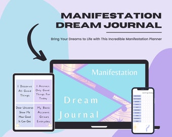 Manifestation Dream Journal Instant PDF download or Editable in Canva.