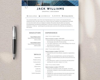 Resume CV Template to Edit on Canva With Cover Letter and References ...