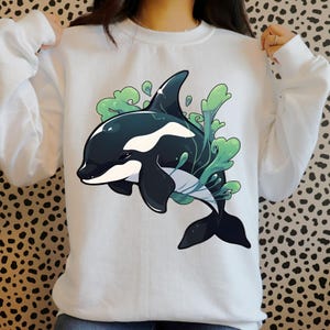 Orca Whale PNG, Killer Whale Clipart, Ocean Animal Art, Fantasy Sublimation Design, Digital Download, Orca Graphics, Underwater Print