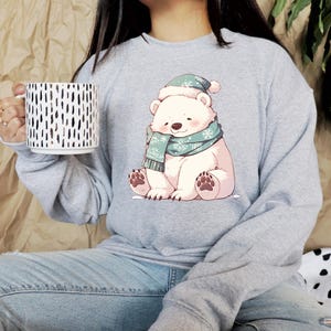 Polar Bear Png, Bear Christmas Sublimation Design, Cute White Bear, Christmas Polar Bear, Bear Christmas Shirt Png, Christmas Mug Clipart