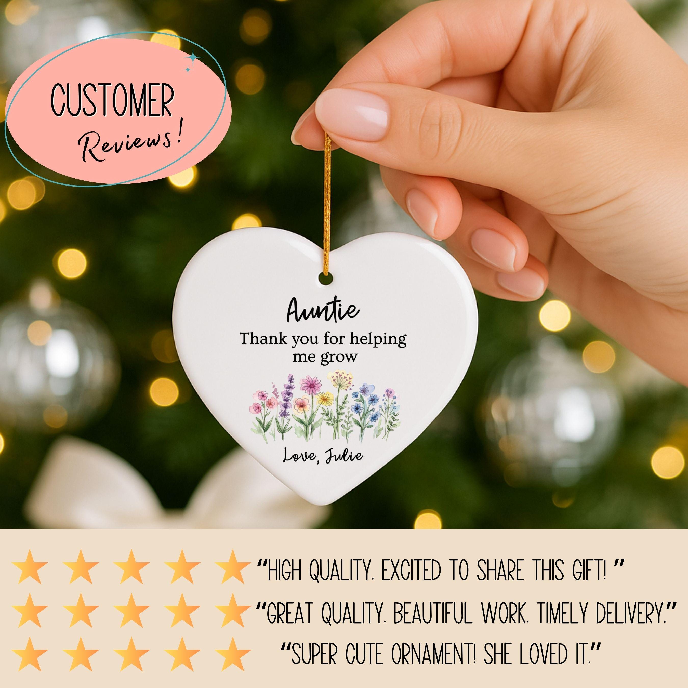 Personalized Auntie Ornament, Thank You Aunt Gift From Niece or Nephew ...