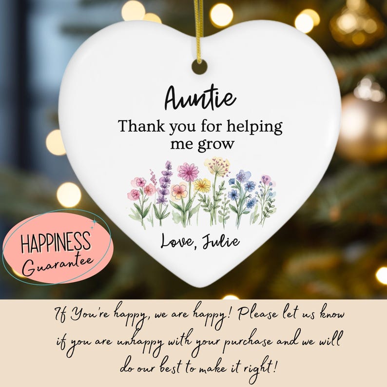 Personalized Auntie Ornament, Thank You Aunt Gift From Niece or Nephew ...