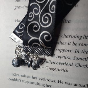 Black Ribbon Butterfly Bookmark Handcrafted