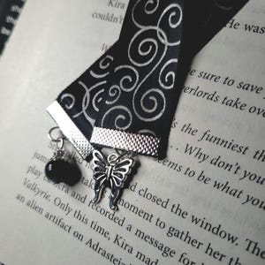 Black Ribbon Butterfly Bookmark Handcrafted