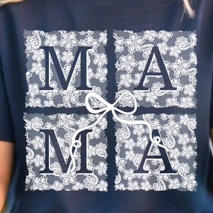 Mama White Lace Bow png, mama png, mother png, Lace Coquette Bow png, Spring png, floral Lace bow png, Lace Embroidery Girly, mama varsity