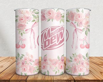Mt Dew Coquette girly tumbler wrap, Mt Dew tumbler wrap, Popular Tumbler Wrap, 20 oz tumbler wrap, Coquette Cherry tumbler wrap