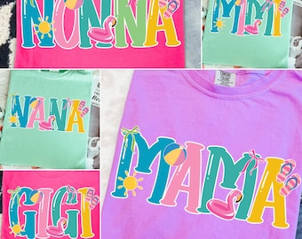 Summer Mama Png Bundle Gigi Mimi Nonna Nana PNG Summer PNG Neon Trendy Summer Shirt Design  Beach PNG Lake Pool River Png Sun 90's vibe png