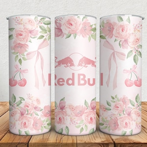 RedBull Coquette 20 oz tumbler wrap, RedBull tumbler wrap, Popular Tumbler Wrap, Coquette Cherry Red Bull 20 oz tumbler wrap