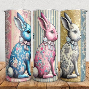 Cute Coquette Easter Bunny Tumbler Wrap, 20oz Skinny Easter Tumbler PNG Sublimation Design, Grandmillenial Easter Digital Download