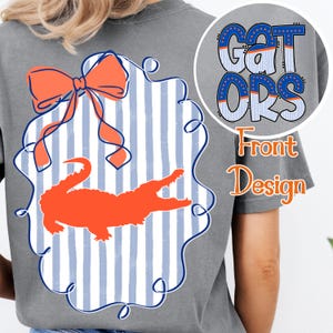 Gators PNG, Gators Sublimation Design, College Football Shirt, Preppy Coquette Gators Png, College tshirt png, Gators Preppy Seersucker png