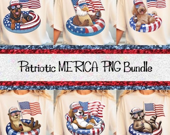 Patriotische Tiere PNG Clipart Bundle: 4.Juli (Digital Download)