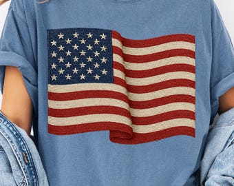 USA Faux Embroidered Flag Png, Fourth Of July, USA PNG, America 250 png, Patriotic Flag Png, Independence Day Sublimation Design, 1776,