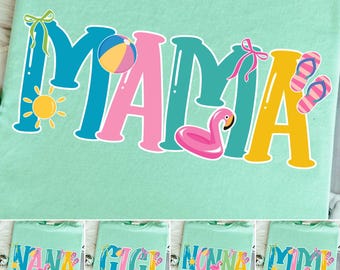 Summer Mama Png Bundle Gigi Mimi Nonna Nana PNG Summer PNG Neon Trendy Summer Shirt Design  Beach PNG Lake Pool River Png Sun 90's vibe png